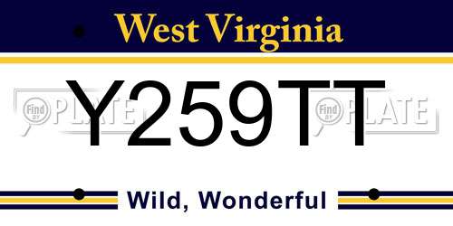 Y259TT West Virginia License Plate