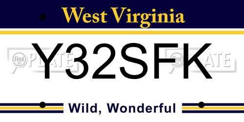 Y32SFK West Virginia License Plate