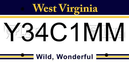 Y34C1MM West Virginia License Plate