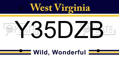 Y35DZB West Virginia License Plate