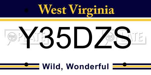 Y35DZS West Virginia License Plate