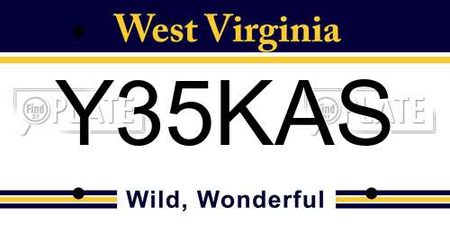 Y35KAS West Virginia License Plate