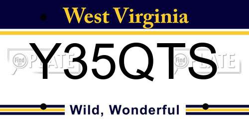 Y35QTS West Virginia License Plate