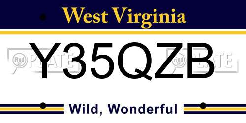Y35QZB West Virginia License Plate