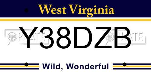 Y38DZB West Virginia License Plate