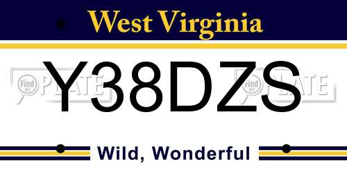 Y38DZS West Virginia License Plate