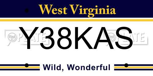 Y38KAS West Virginia License Plate