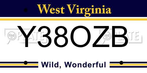 Y38OZB West Virginia License Plate