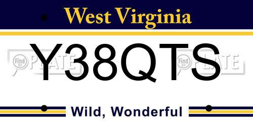 Y38QTS West Virginia License Plate
