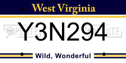 Y3N294 West Virginia License Plate