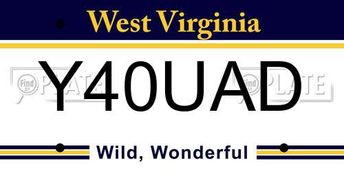 Y40UAD West Virginia License Plate