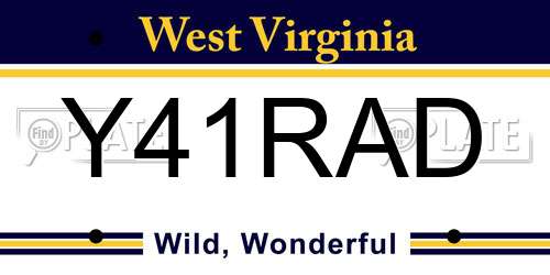 Y41RAD West Virginia License Plate