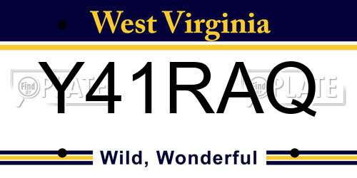 Y41RAQ West Virginia License Plate