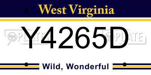 Y4265D West Virginia License Plate