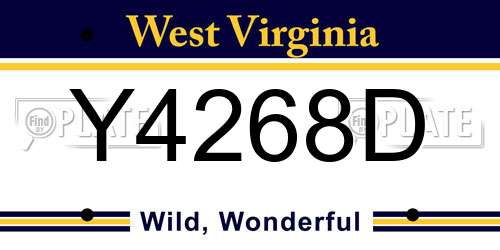 Y4268D West Virginia License Plate