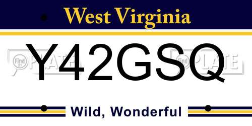 Y42GSQ West Virginia License Plate