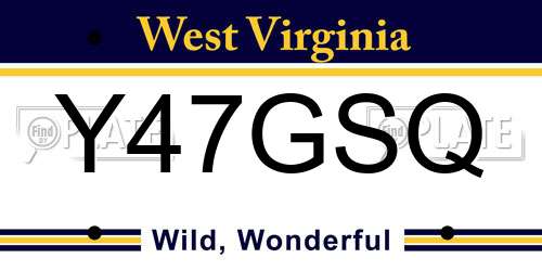 Y47GSQ West Virginia License Plate