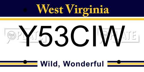 Y53CIW West Virginia License Plate