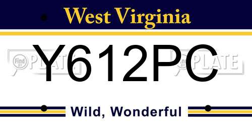 Y612PC West Virginia License Plate