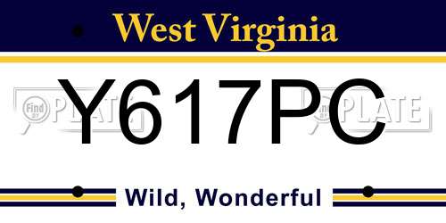 Y617PC West Virginia License Plate