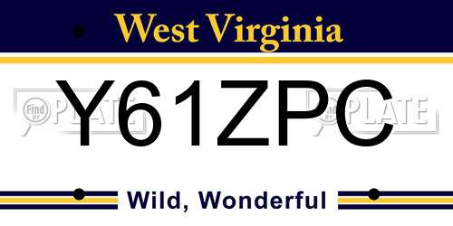 Y61ZPC West Virginia License Plate