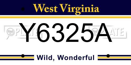 Y6325A West Virginia License Plate