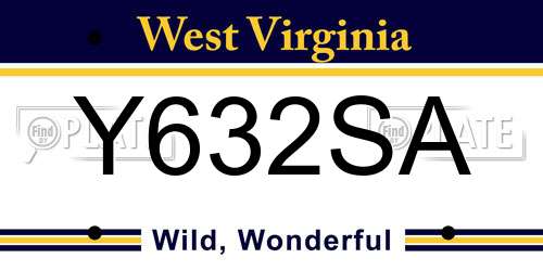 Y632SA West Virginia License Plate