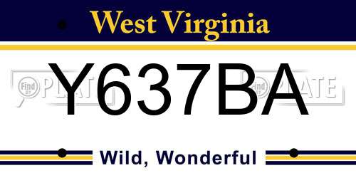 Y637BA West Virginia License Plate