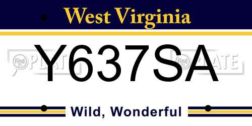 Y637SA West Virginia License Plate