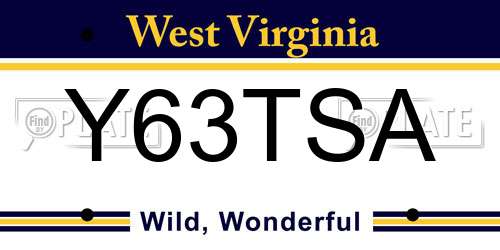 Y63TSA West Virginia License Plate