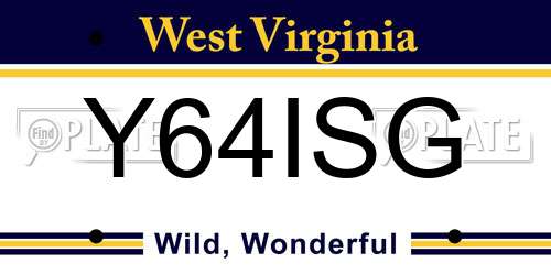 Y64ISG West Virginia License Plate