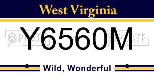 Y6560M West Virginia License Plate