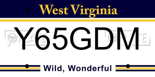 Y65GDM West Virginia License Plate