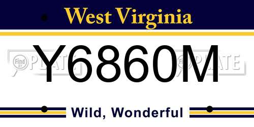 Y6860M West Virginia License Plate