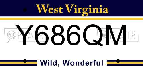 Y686QM West Virginia License Plate