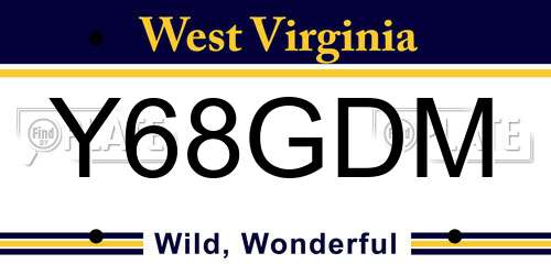Y68GDM West Virginia License Plate