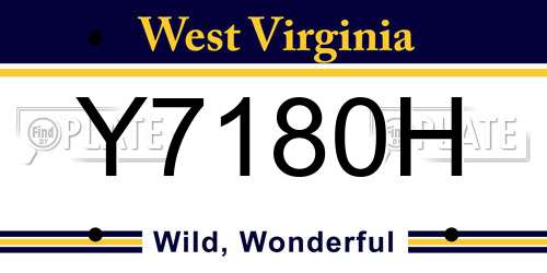 Y7180H West Virginia License Plate