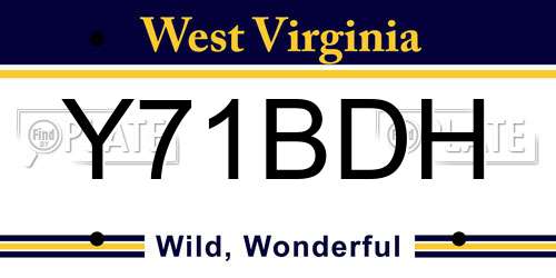 Y71BDH West Virginia License Plate
