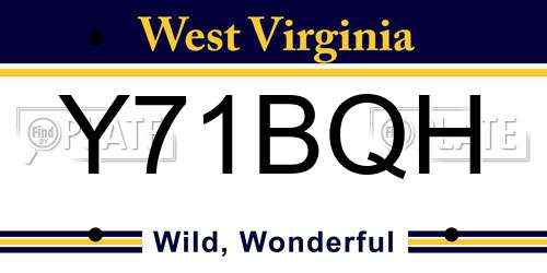 Y71BQH West Virginia License Plate