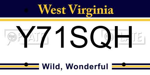 Y71SQH West Virginia License Plate