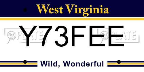 Y73FEE West Virginia License Plate