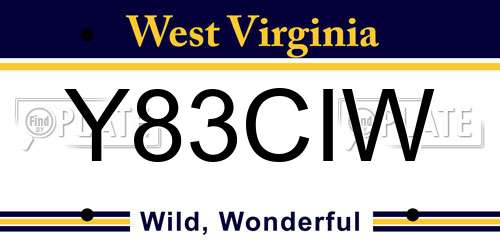 Y83CIW West Virginia License Plate