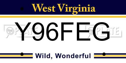 Y96FEG West Virginia License Plate