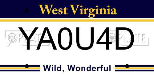 YA0U4D West Virginia License Plate