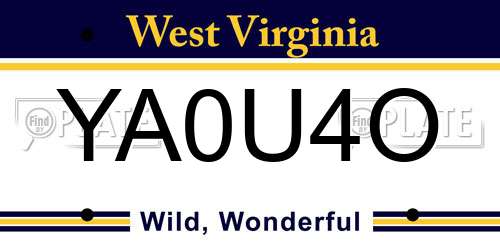 YA0U4O West Virginia License Plate