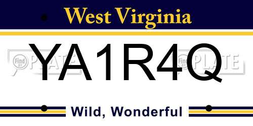 YA1R4Q West Virginia License Plate