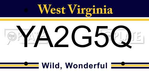 YA2G5Q West Virginia License Plate