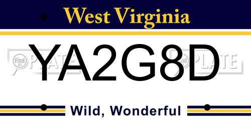 YA2G8D West Virginia License Plate
