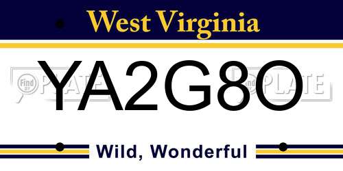 YA2G8O West Virginia License Plate