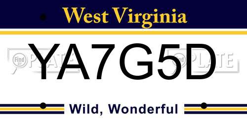 YA7G5D West Virginia License Plate